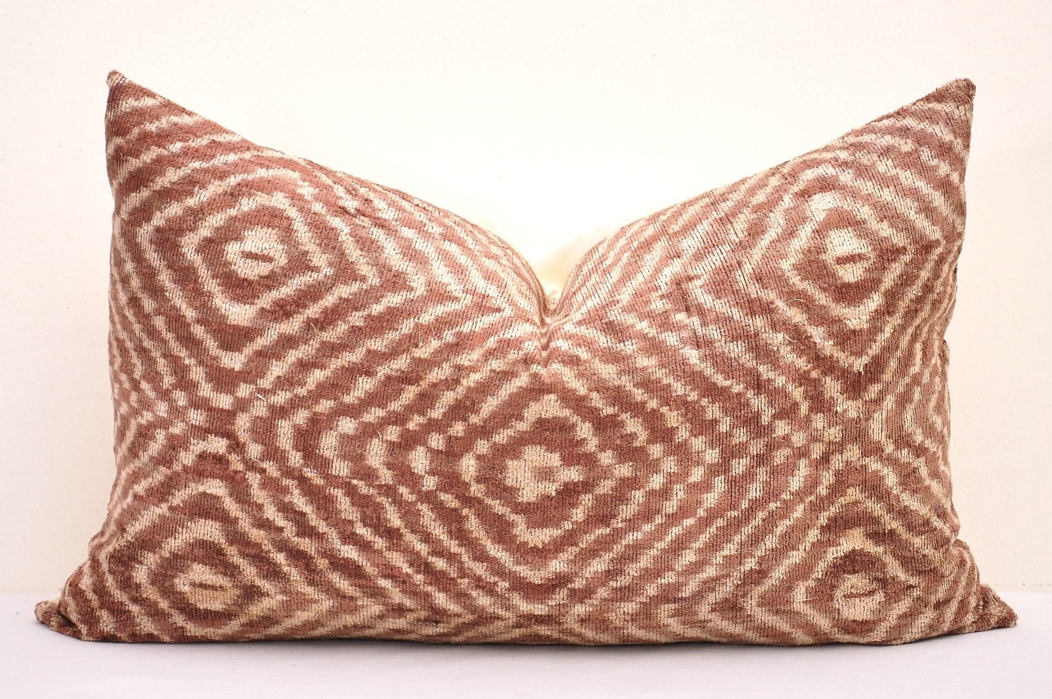 Ikat Pillow  Tan  Velvet  Cushion Brown Velvet  cushionVelvet