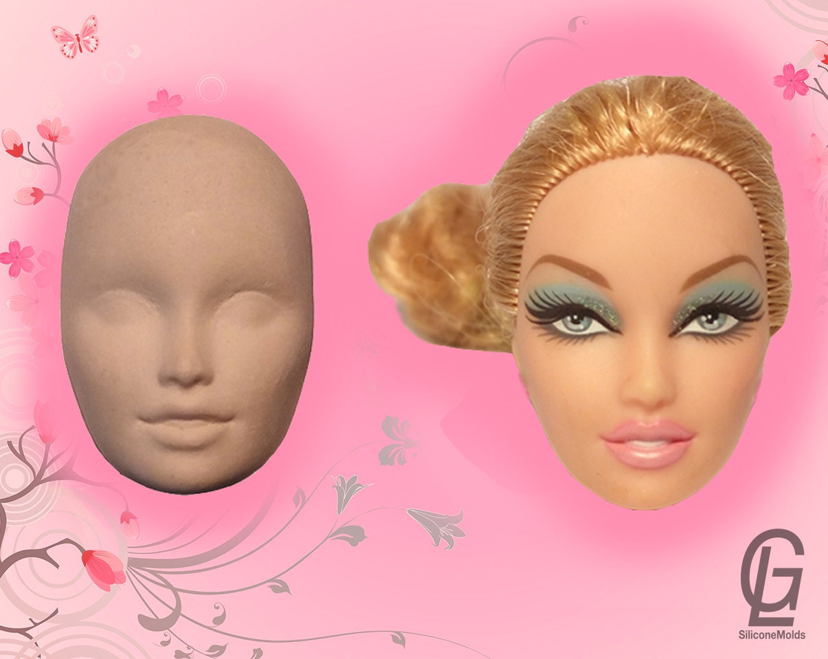 Face head silicone Mold 2D barbie doll mould girl fondant