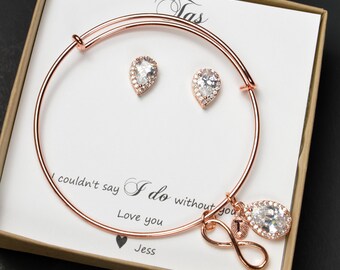 Crystal Bridal Bracelet Rose Gold Bridesmaid Jewelry Gold bridesmaid bracelet wedding Jewelry Personalized Bridesmaid Gift Bridal Jewelry