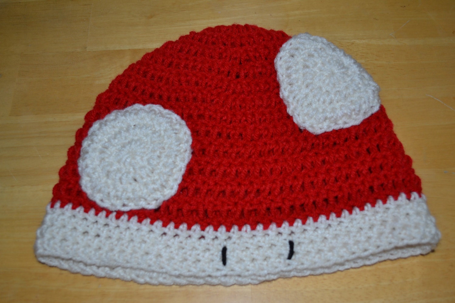 Super Mario Inspired Red Mushroom Beanie Crocheted Warm