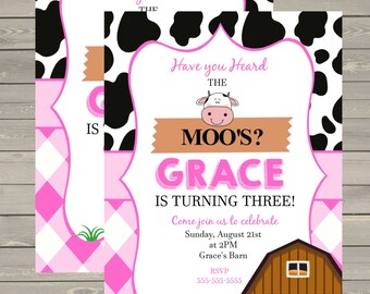 Free Printable Cow Birthday Invitations