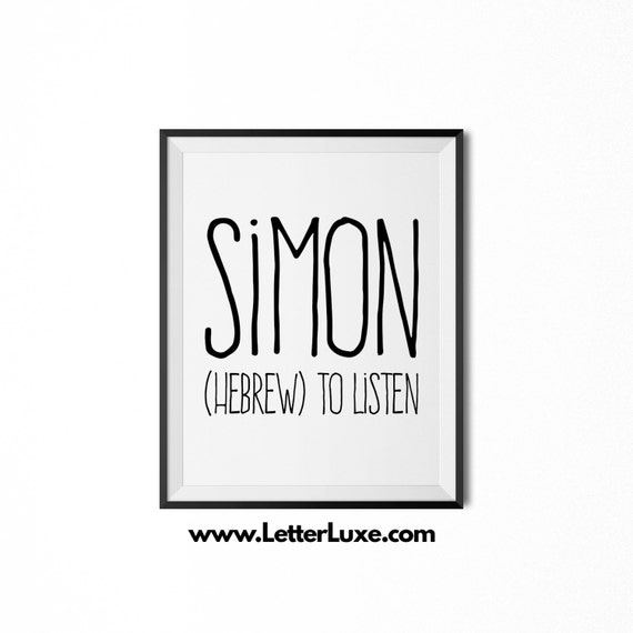 Simon Printable Kids Gift Name Meaning Art Baby Shower