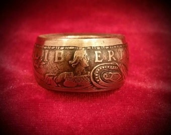 Standing Liberty Ring - Hand Forged .999 Pure Copper Coin Ring