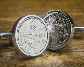 1957 lucky sixpence cufflinks - 60th birthday gift