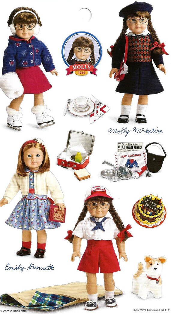 AMERICAN GIRL STICKERS / Molly and Emily sticker sheet / 10