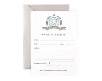 Set of 8 Tooth Fairy Receipts // Letterpress Fill-in-the-Blank Tooth Fairy Notes