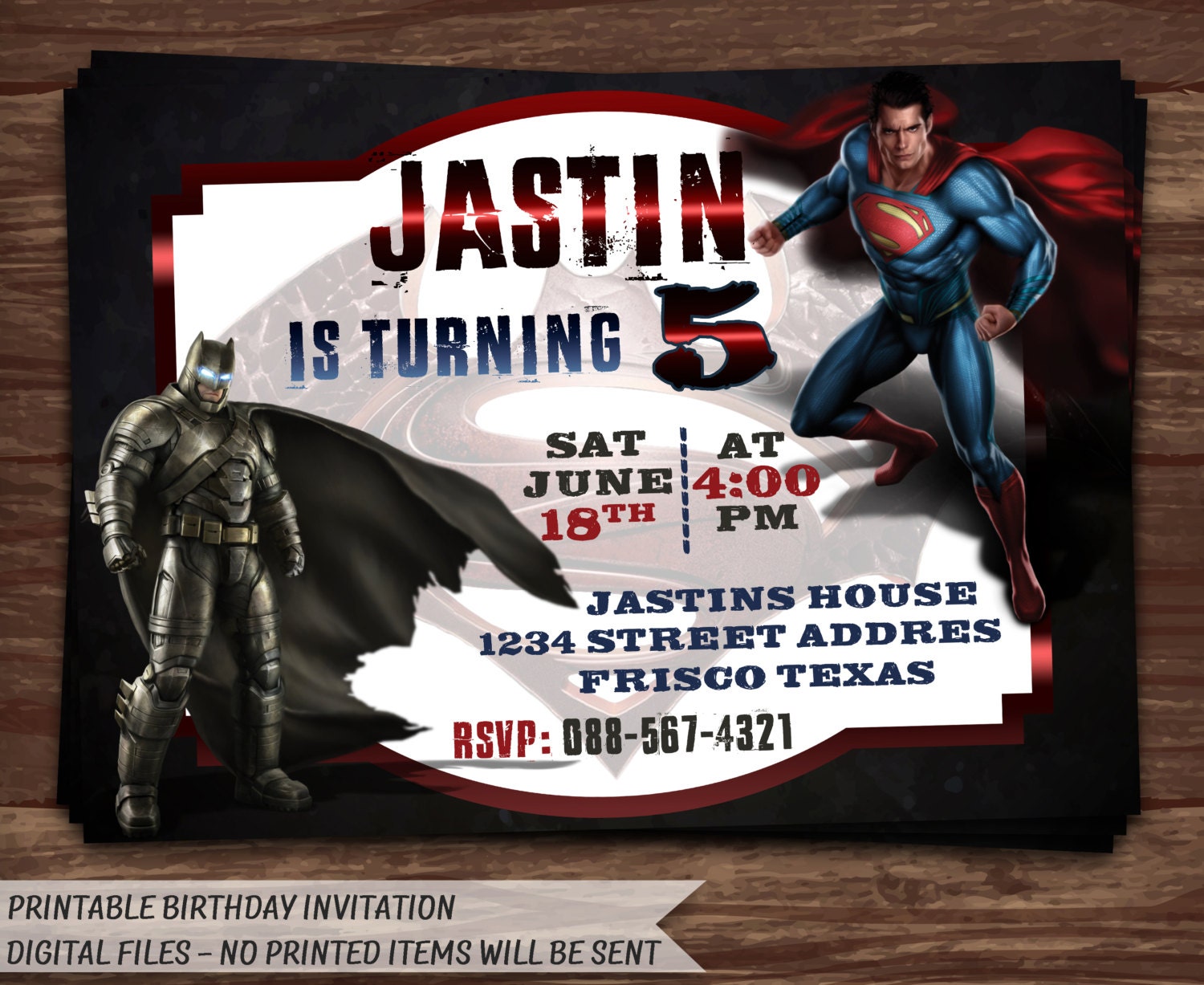 Batman Vs Superman Printable Invitations 1