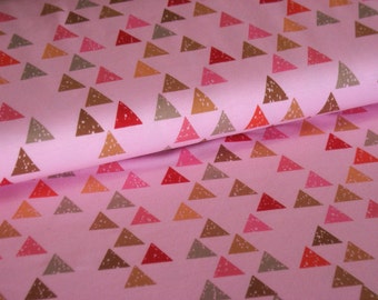 Cotton Jersey pink with colored triangles