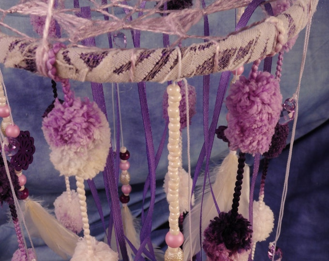 Violet Baby Mobile handmade exclusive Dreamcatcher bedroom Baby Mobiles bedding DreamCatcher Dreamcatchers Christmas present violet balance