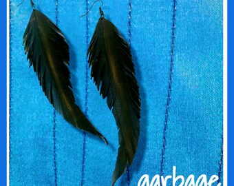 Long Raven Feather Cruelty-Free Earrings