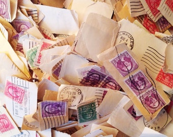350 Vintage Postage Stamps Collage Paper Arts Collection Vintage Craft Supplies