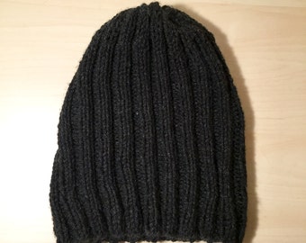Charcoal Ribbed Knitted beanie