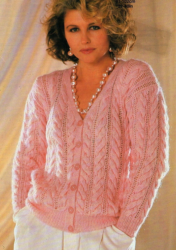 Ladies Cable And Lace Cardigan Knitting Pattern. PDF Instant