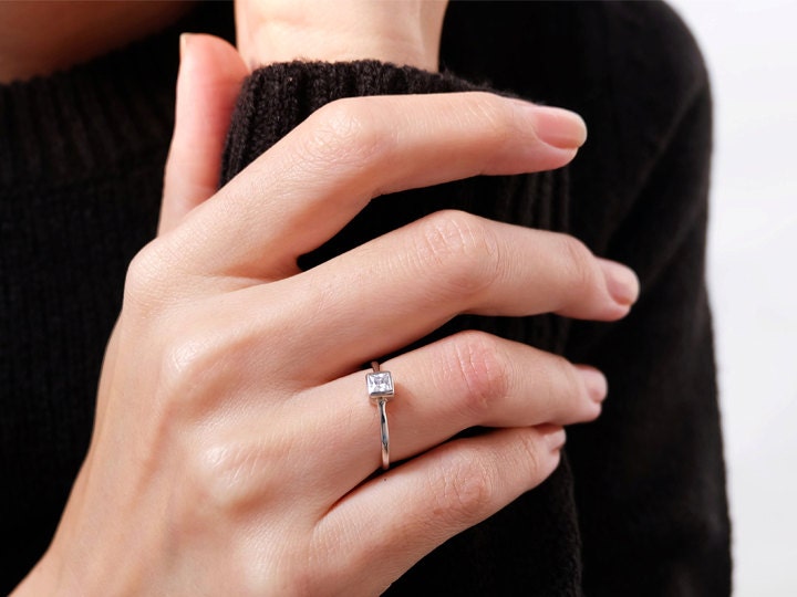White Cubic Zirconia Wedding Engagement Bridal Ring For Women Size 5-12