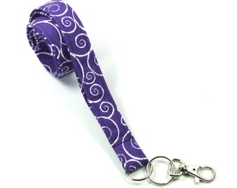 PURPLE Fabric Lanyard, Swirl badge holder, Purple lanyard, Purple badge Holder, Fabric Lanyard