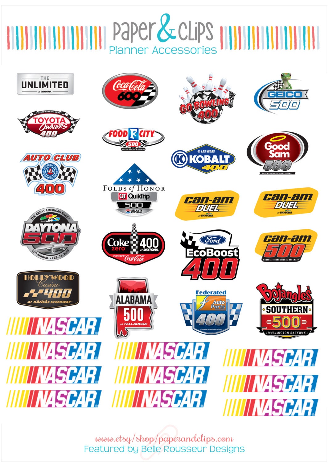 30 2017 Nascar Racing Logo Stickers by paperandclips on Etsy