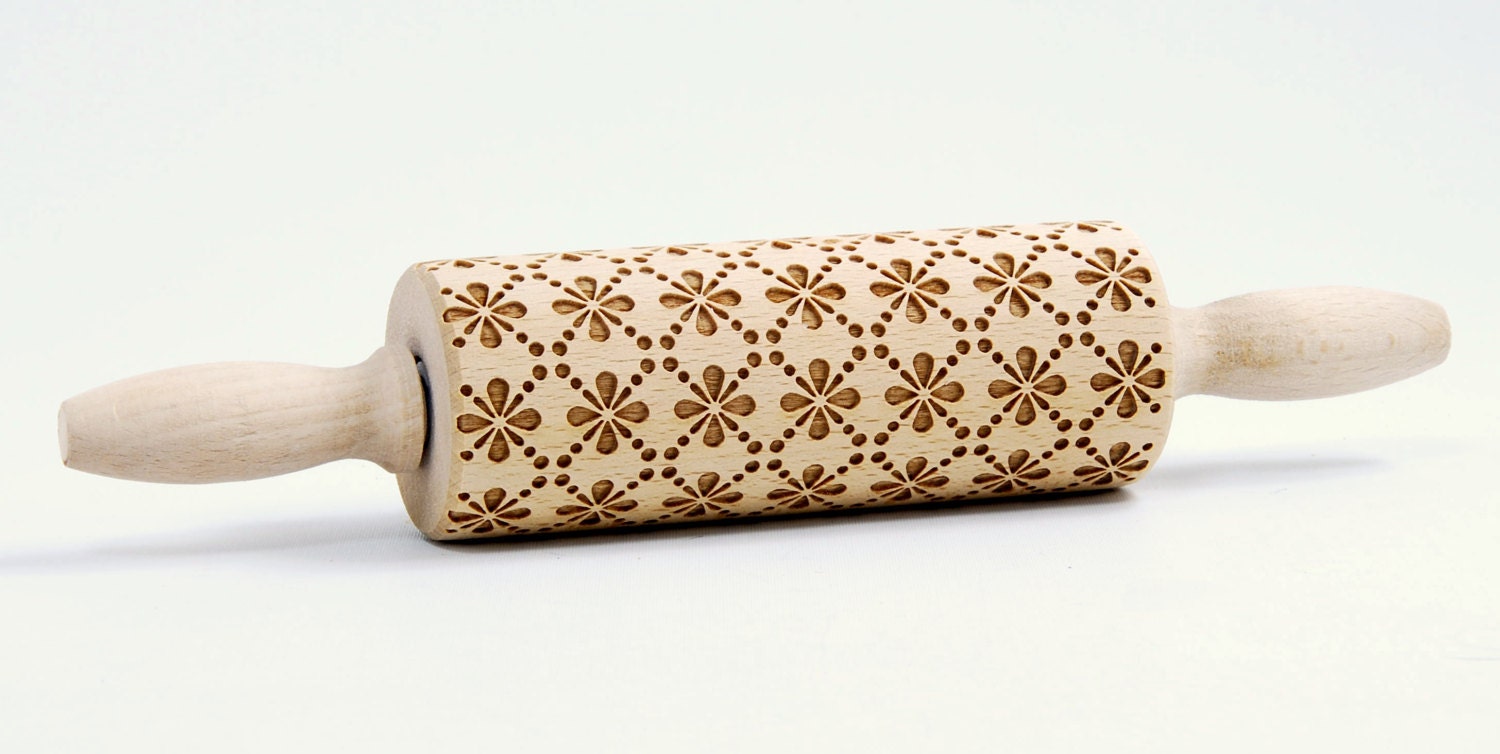  Floral  pattern MIDI Rolling  Pin  Engraved Rolling  Pin  