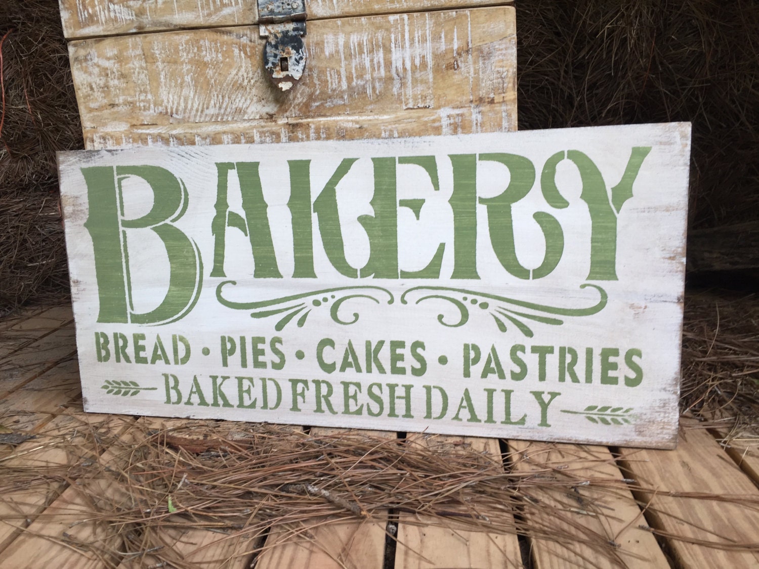 Large Rustic Wood Sign Bakery...Baked Fresh