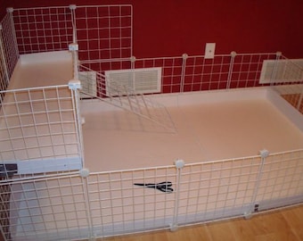 Guinea Pig Cage Extra 14" x 14" White Wire Grid Panel 17 Panels and 20 Connectors Rabbit Hedgehog
