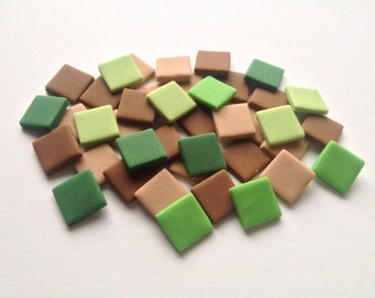 100 Edible Minecraft Style Squares pixel cake decorations - 1.3cm