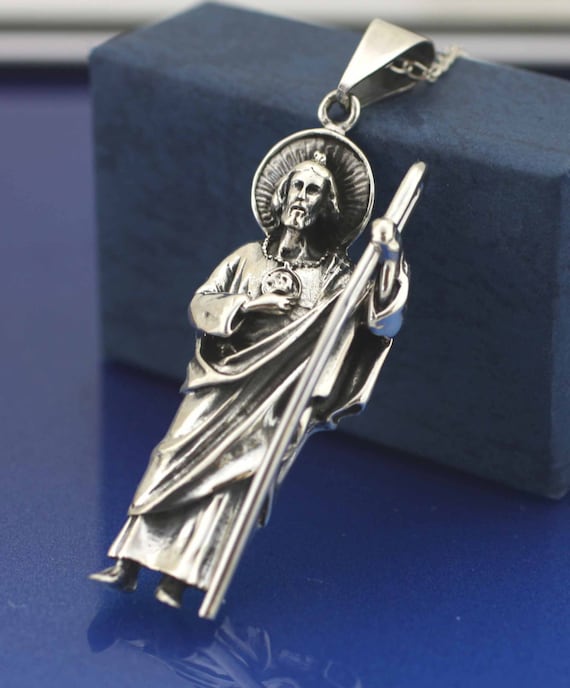 Sterling Silver St Jude Necklace Sterling Silver Extra Large