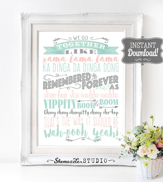 We Go Together Grease Song Lyrics Poster by ShemozzleStudio