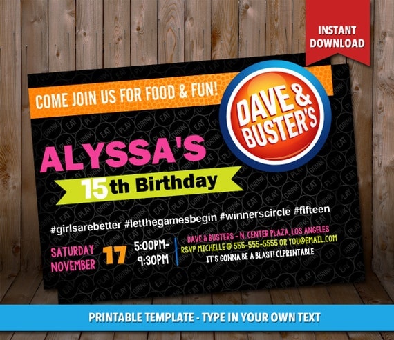 Dave And Busters Invitations 4