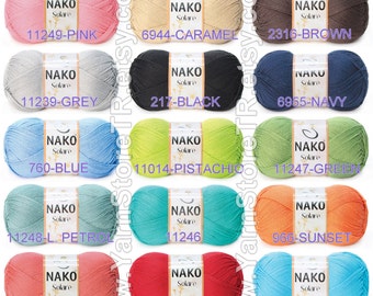 100% Cotton Yarn Knitting Crochetting by Nako Solare 100gr 380m