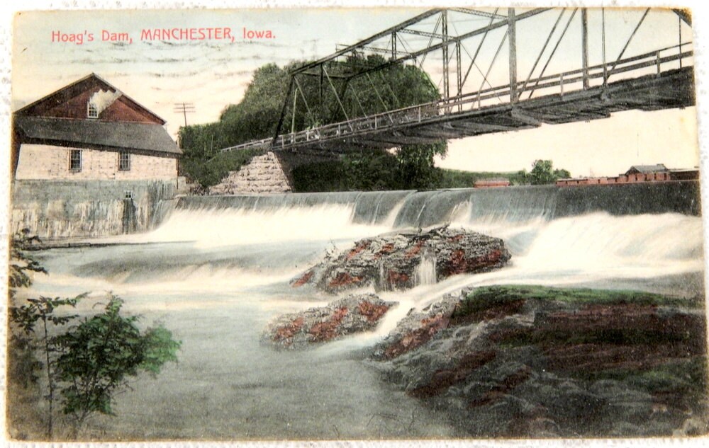 Postcard Hoag's Dam Manchester Iowa 1909 Free