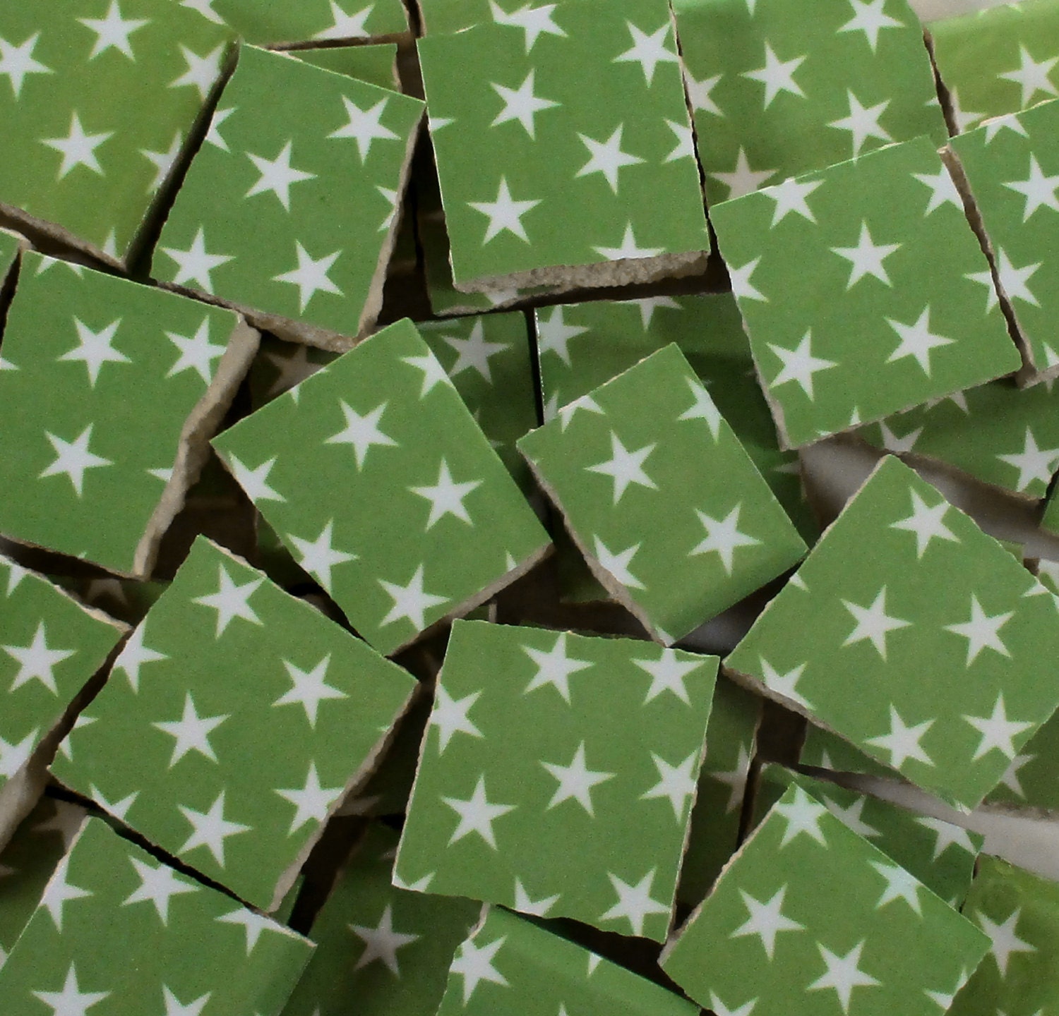 Ceramic Mosaic Tiles Lime Green And White Stars Mosaic Tile