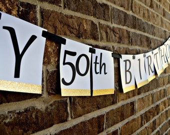 Happy 50th Birthday. 50th Birthday Banner. Happy 50th Anniversary. 50th Anniversary Banner. 50th Birthday Party Decorations. 50th Decor.