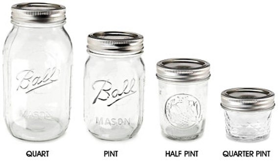 Items similar to Clear Ball Mason Jar, Canning Jar, Quarter Pint 4oz ...