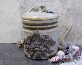 Face Canister, face jar,candy jar,canister,handmade canister, made in montana,ceramic jar,ceramic canister, lidded jar,