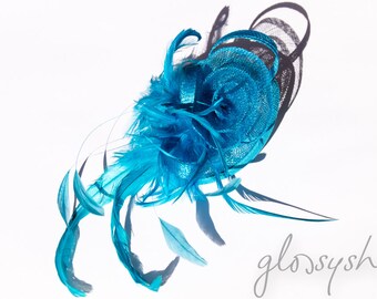 Beautiful Turquoise Sinamay Headpiece With Removeable Hairband