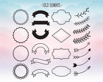 Logo elements SVG - Logo creating clipart - Banner vector file - Banner ribbon template - Banner flag file - Eps Dxf Svg Pdf Png