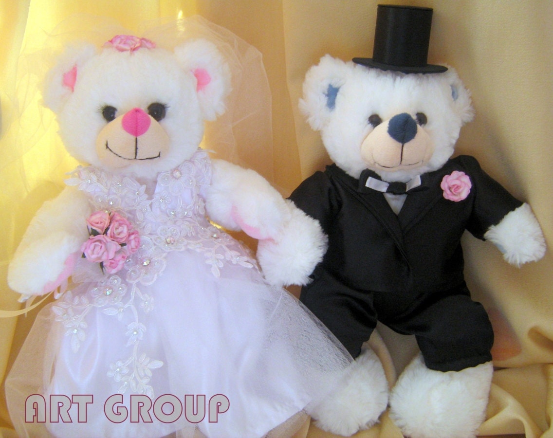 teddy bear wedding couple