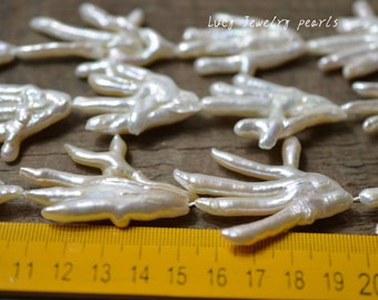 DIY 26-33mm chicken feet pearl Freshwater Pearl Loose Necklace Pearl branch Natural White earring beads wedding Full Strand LY3054