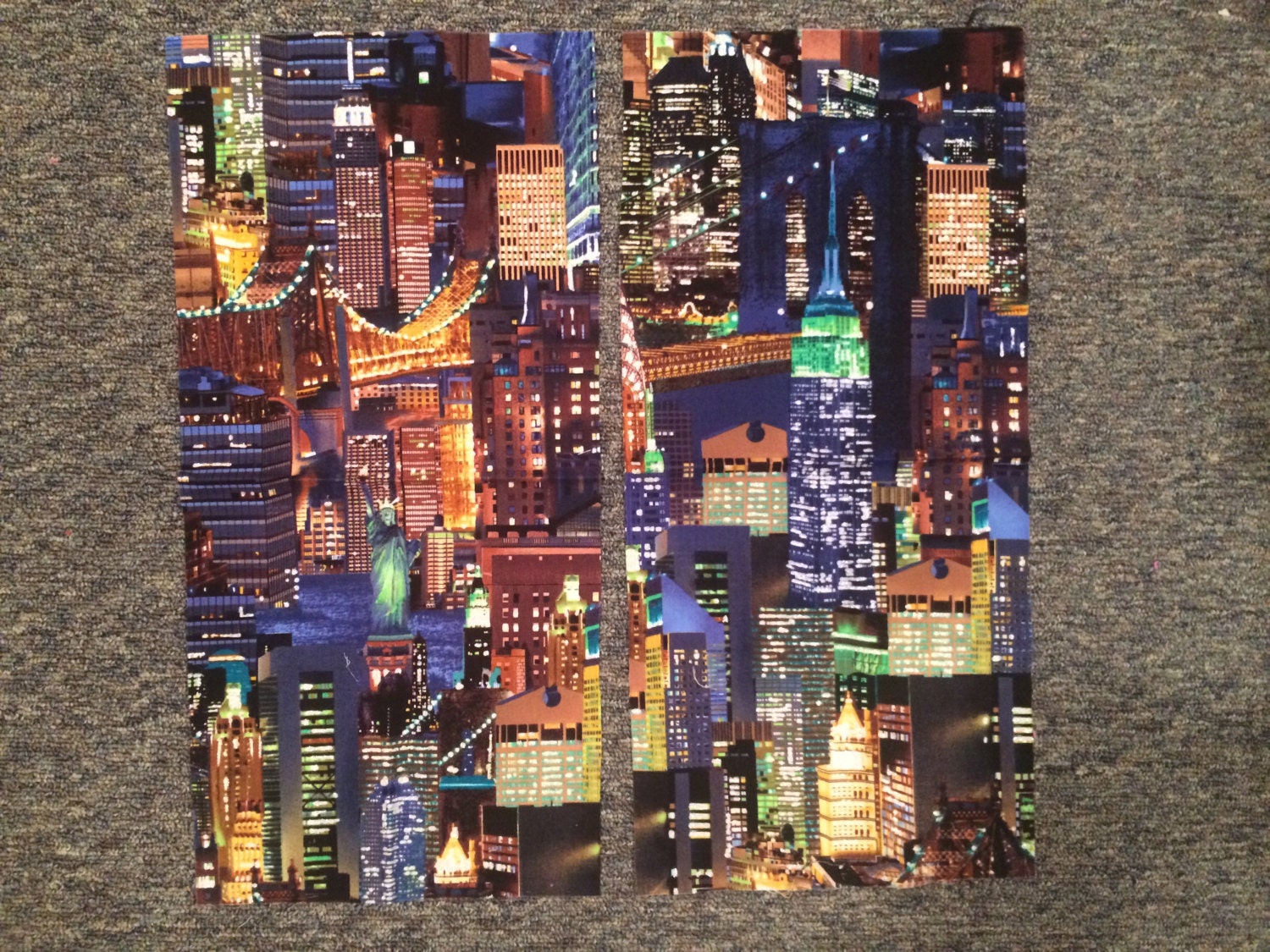 New York City Glitter Skyline Fabric Panels // by