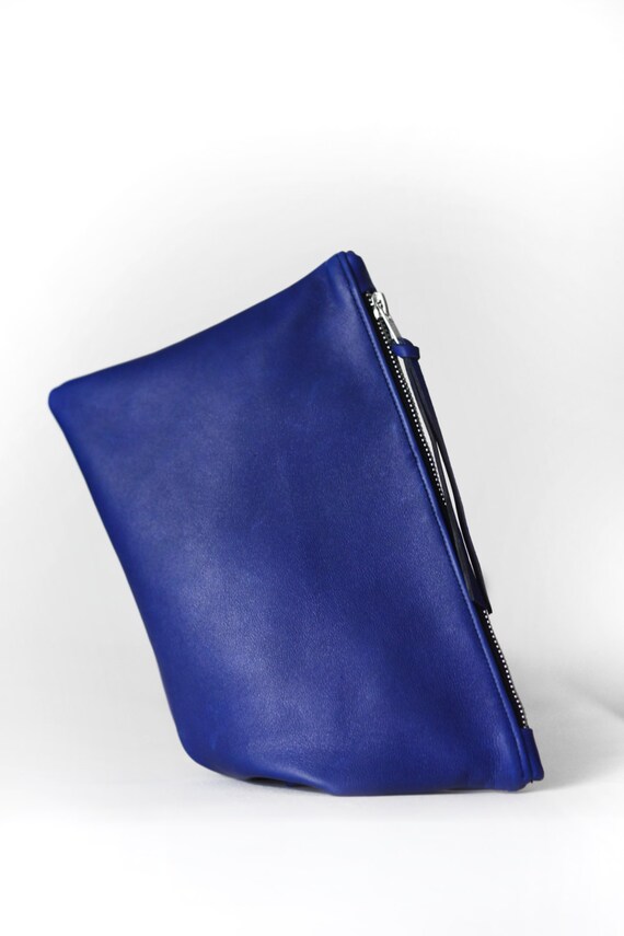 black and blue clutch bag