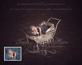 Digital background Newborn Photography Props download (Stroller With Dark Background )
