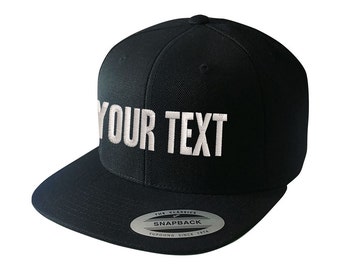 Custom Snapback hat - Personalize Black hat with your own Text embroidered - Custom embroidered cap