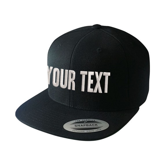 Custom Snapback hat Personalize Black hat with your own Text