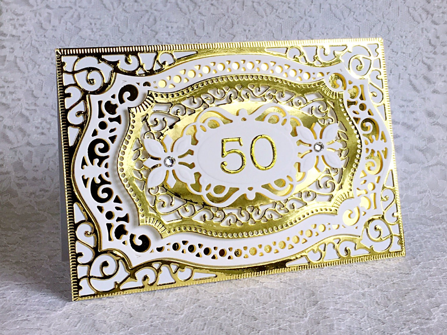 50th Anniversary Card Gold Foil Luxury Anniversary Greeting