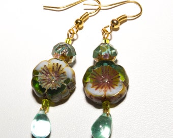 Earth Flower Teardrop Earrings