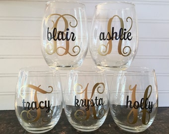 Buy 3 Get 1 Free: Personalized Wine Glasses - Custom Designs Available - Glitter-Dipping and Lily Pulitzer Patterns Available