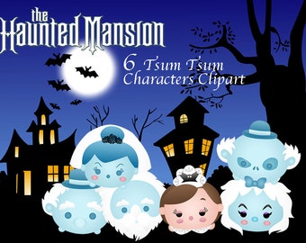 THE HAUNTED MANSION Tsum Tsum Clipart. 6 High Resolution Digital Clipart. Birthday Party. Halloween Party. Party Supplies.