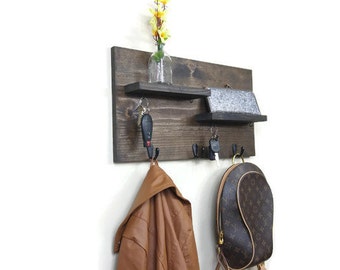 Entryway Organizer, Wall Mount Pine Wood Organizer, Sunglasses and Key Storage, Entry Way Coat Rack