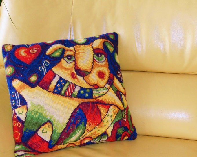 Home decor, Decorative pillow cushion, sofa, pillow embroidered, Bohemian Cushion cover, cat, boho pillow, bohemian pillow, tribal pillow