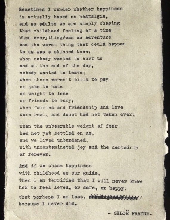 Nostalgia Poem by Chloë Frayne