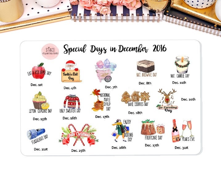 Special Days in December Wacky Holiday Stickers forDecember
